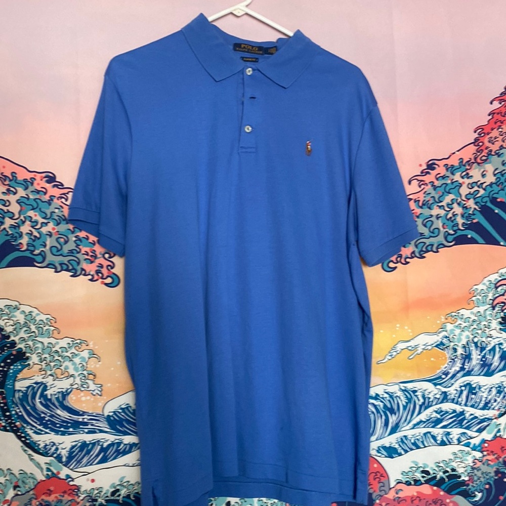 Blue golf polo